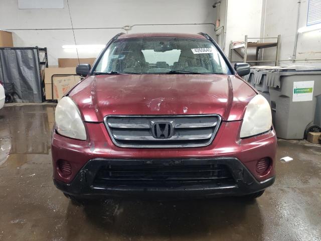 JHLRD78526C012178 - 2006 HONDA CR-V LX BURGUNDY photo 5