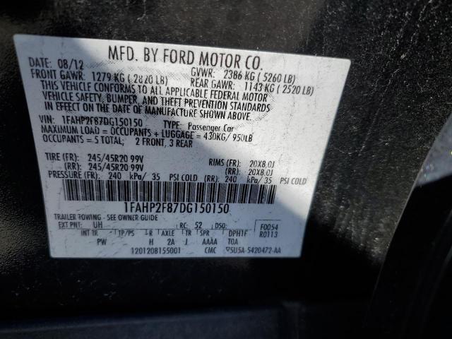 1FAHP2F87DG150150 - 2013 FORD TAURUS LIMITED BLACK photo 12