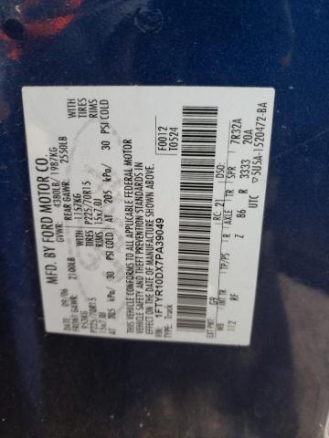 1FTYR10DX7PA39049 - 2007 FORD RANGER BLUE photo 12