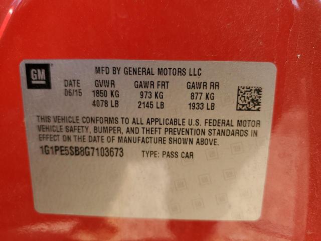 1G1PE5SB8G7103673 - 2016 CHEVROLET CRUZE LIMI LT RED photo 12