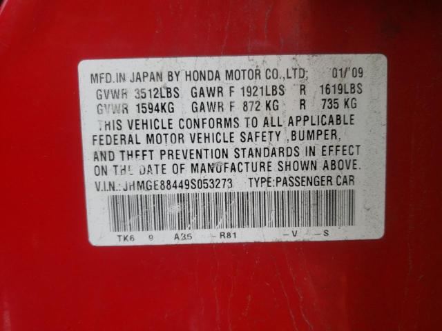 JHMGE88449S053273 - 2009 HONDA FIT SPORT RED photo 12