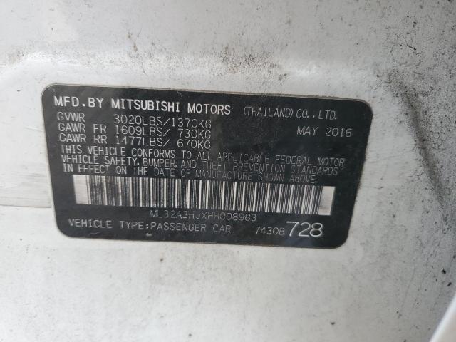 ML32A3HJXHH008983 - 2017 MITSUBISHI MIRAGE ES WHITE photo 13