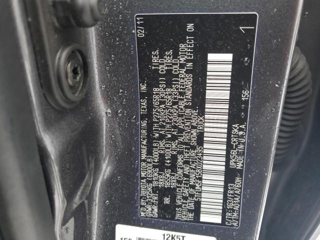 5TFUM5F15BX023495 - 2011 TOYOTA TUNDRA DOUBLE CAB SR5 GRAY photo 12