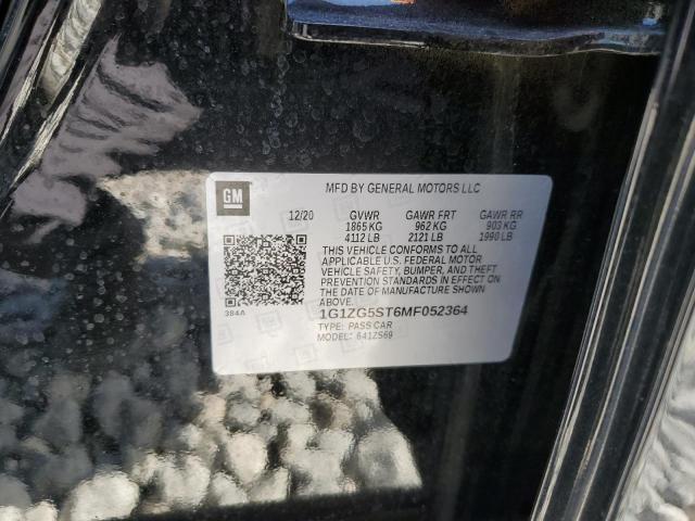 1G1ZG5ST6MF052364 - 2021 CHEVROLET MALIBU RS შავი ფოტო 12