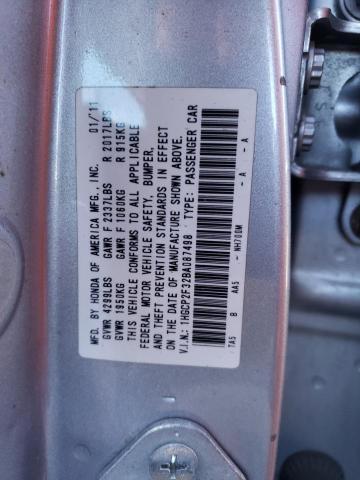 1HGCP2F32BA087498 - 2011 HONDA ACCORD LX SILVER photo 12