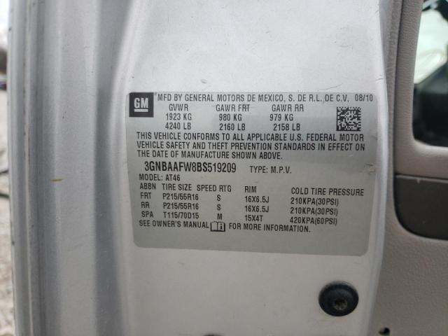 3GNBAAFW8BS519209 - 2011 CHEVROLET HHR LS SILVER photo 14