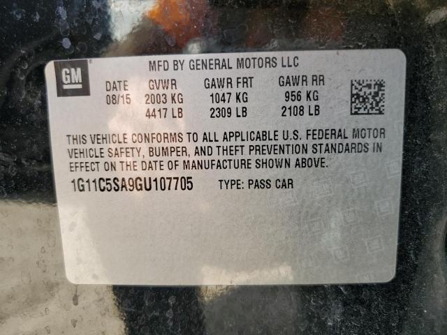 1G11C5SA9GU107705 - 2016 CHEVROLET MALIBU LIM LT BLACK photo 12