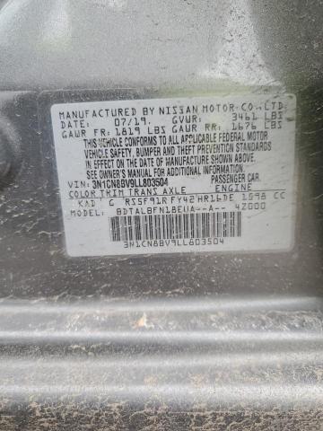 3N1CN8BV9LL803504 - 2020 NISSAN VERSA S GRAY photo 12