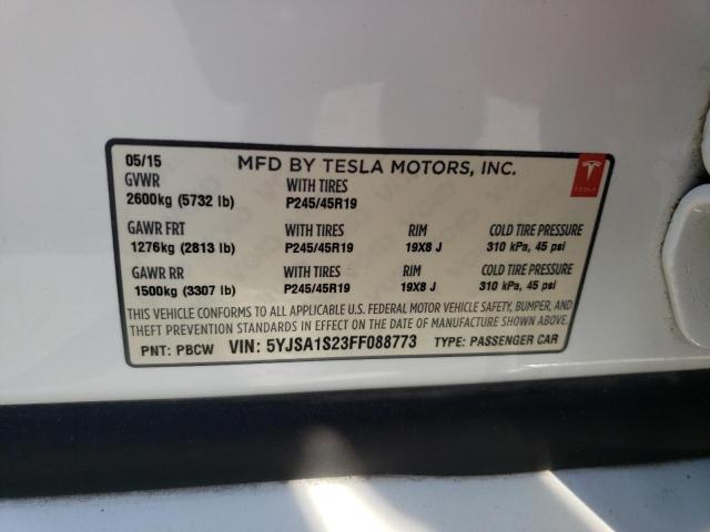 5YJSA1S23FF088773 - 2015 TESLA MODEL S 70D WHITE photo 12