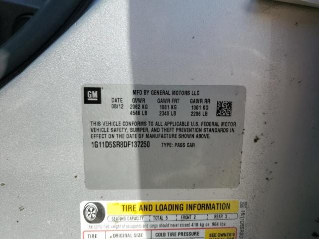 1G11D5SR8DF137250 - 2013 CHEVROLET MALIBU 1LT Күміс фото 12