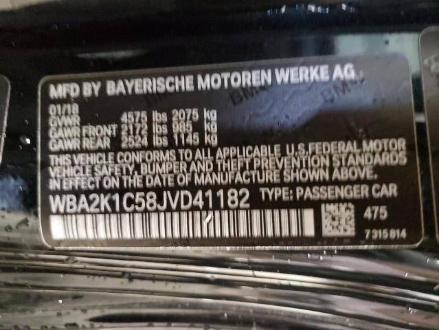 WBA2K1C58JVD41182 - 2018 BMW 230XI BLACK photo 12