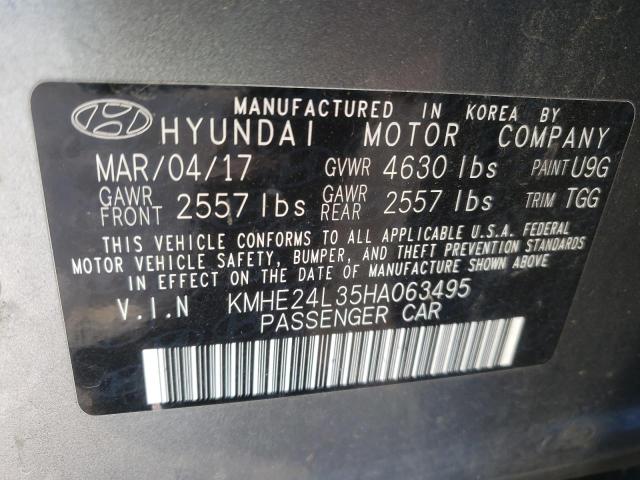 KMHE24L35HA063495 - 2017 HYUNDAI SONATA HYBRID GRAY photo 12