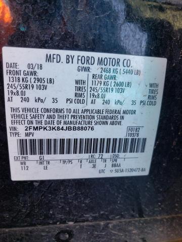 2FMPK3K84JBB88076 - 2018 FORD EDGE TITANIUM BLACK photo 12