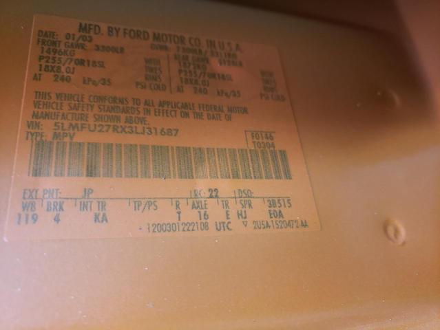 5LMFU27RX3LJ31687 - 2003 LINCOLN NAVIGATOR 橙色 照片 13