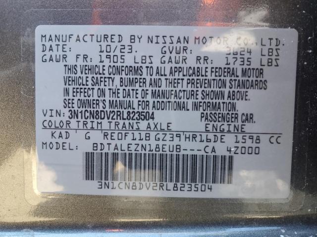 3N1CN8DV2RL823504 - 2024 NISSAN VERSA S GRAY photo 13