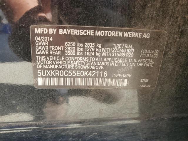 5UXKR0C55E0K42116 - 2014 BMW X5 XDRIVE35I BLACK photo 12
