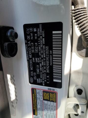 3KPA24AB1KE218268 - 2019 KIA RIO S WHITE photo 12