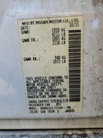 1N4AL3AP4FC588619 - 2015 NISSAN ALTIMA 2.5 WHITE photo 12