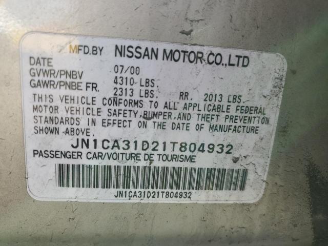 JN1CA31D21T804932 - 2001 NISSAN MAXIMA GXE TWO TONE photo 13