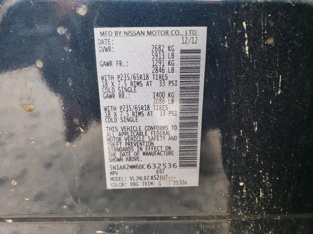 5N1AR2MM6DC632536 - 2013 NISSAN PATHFINDER S 蓝色 照片 13