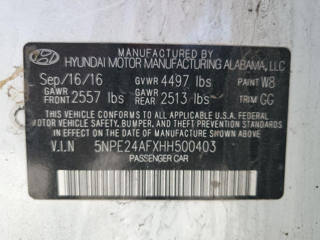 5NPE24AFXHH500403 - 2017 HYUNDAI SONATA SE WHITE photo 13