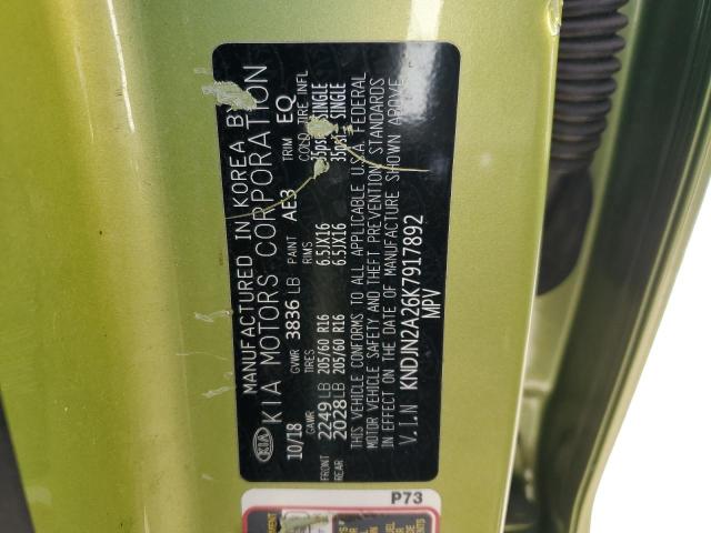 KNDJN2A26K7917892 - 2019 KIA SOUL GREEN photo 12