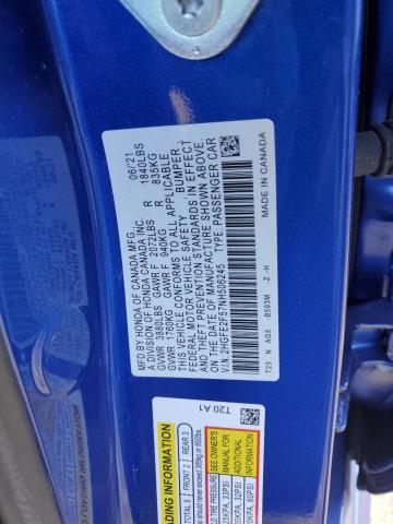 2HGFE2F57NH506245 - 2022 HONDA CIVIC SPORT BLUE photo 12