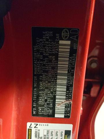 2T1KR32E47C684091 - 2007 TOYOTA COROLLA MA XR RED photo 12