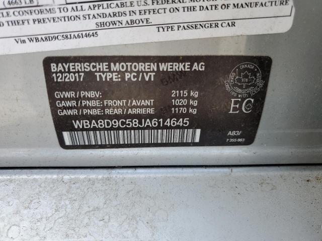 WBA8D9C58JA614645 - 2018 BMW 330 XI SILVER photo 12