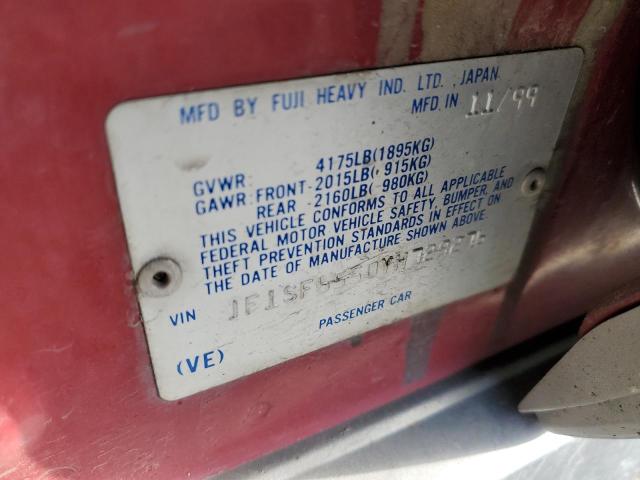 JF1SF6550YH729276 - 2000 SUBARU FORESTER S RED photo 12