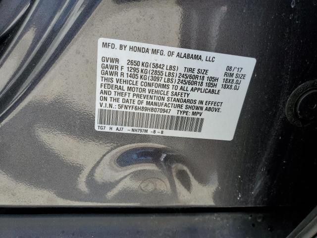 5FNYF6H89HB070947 - 2017 HONDA PILOT EXL GRAY photo 13