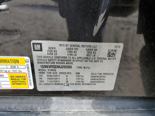 1GNKVFED3HJ202983 - 2017 CHEVROLET TRAVERSE LS GRAY photo 12