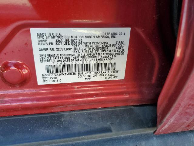 4A4AP3AU5FE006416 - 2015 MITSUBISHI OUTLANDER ES წითელი ფოტო 13