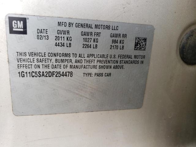 1G11C5SA2DF254478 - 2013 CHEVROLET MALIBU 1LT 米色 照片 12