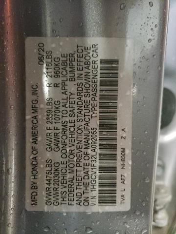 1HGCV1F32LA092055 - 2020 HONDA ACCORD SPORT SILVER photo 13