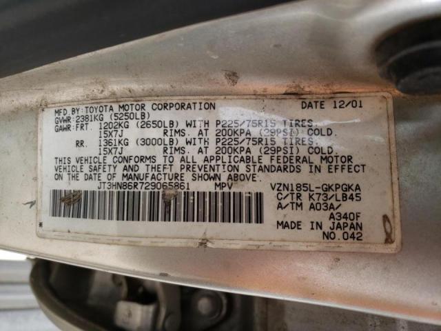 JT3HN86R729065861 - 2002 TOYOTA 4RUNNER SR5 SILVER photo 13