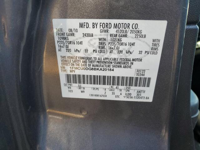 1FMCU0DG8BKA20184 - 2011 FORD ESCAPE XLT GRAY photo 13