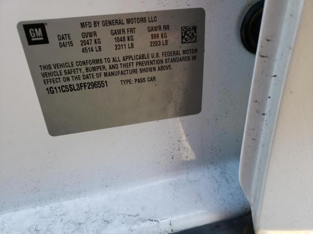 1G11C5SL3FF296551 - 2015 CHEVROLET MALIBU 1LT WHITE photo 12