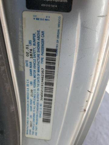 3VWDD21C61M462357 - 2001 VOLKSWAGEN NEW BEETLE GLX 银色 照片 12