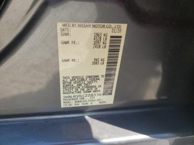 1N4BL4CV3LC220336 - 2020 NISSAN ALTIMA SR GRAY photo 13