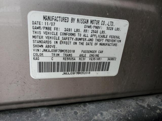JNKAJ09F78M352018 - 2008 INFINITI EX35 BASE Թուխ լուսանկար 14