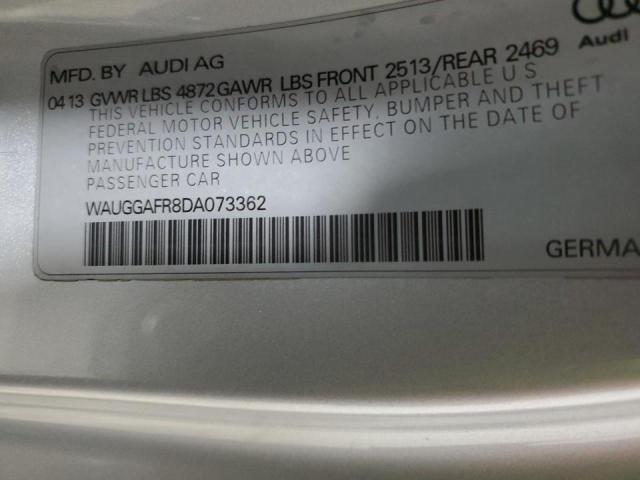 WAUGGAFR8DA073362 - 2013 AUDI S5 PREMIUM PLUS ვერცხლისფერი ფოტო 13