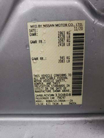 1N4BL4CV1MN330808 - 2021 NISSAN ALTIMA SR SILVER photo 12