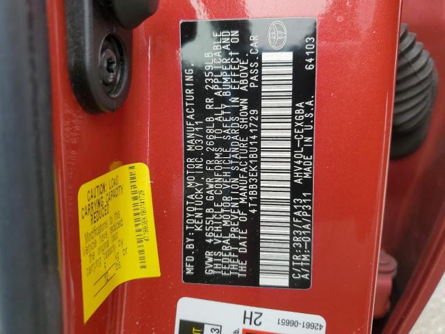 4T1BB3EK1BU141729 - 2011 TOYOTA CAMRY HYBRID RED photo 12