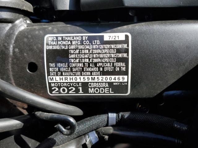 MLHRH0159M5200469 - 2021 HONDA CBR650 RA BLACK photo 10