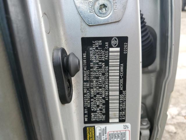 4T1BE30K95U100106 - 2005 TOYOTA CAMRY LE SILVER photo 12