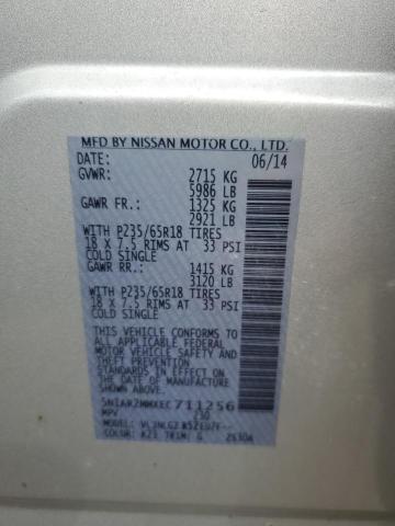 5N1AR2MMXEC711256 - 2014 NISSAN PATHFINDER S SILVER photo 12