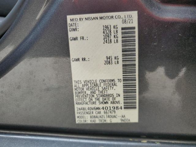 1N4BL4DV6MN401984 - 2021 NISSAN ALTIMA SV GRAY photo 13