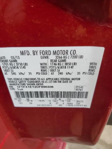 1FTFX1ET2DFB96606 - 2013 FORD F150 SUPER CAB RED photo 12