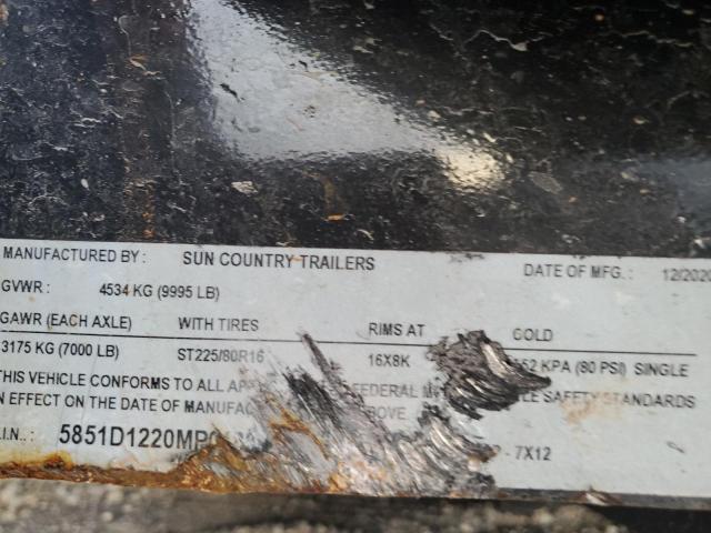 5851D1220MP018866 - 2021 SUNC TRAILER BLACK photo 10